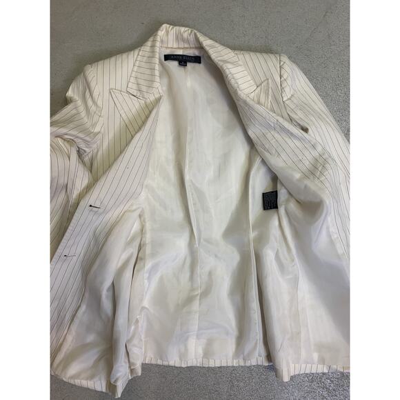 Vtg Anne Klein Blazer Womens Size 2 White w/ Stripes Shoulder Pads Sport Coat - Picture 8 of 14